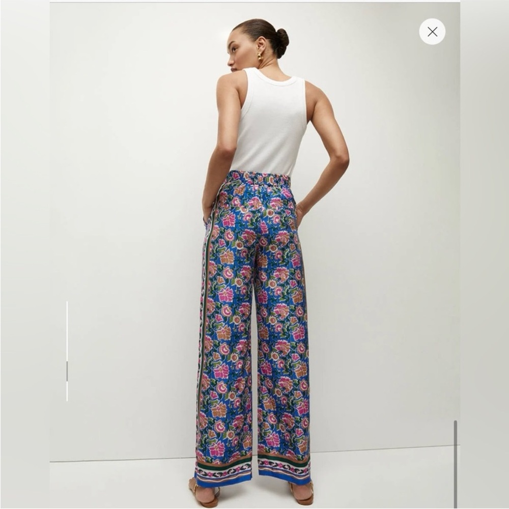 Veronica Beard Floral Wide Leg Pants - Blue and Pink - Picture 3 of 10